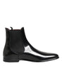 Bottes mi-mollet en cuir noir Dolce & Gabbana