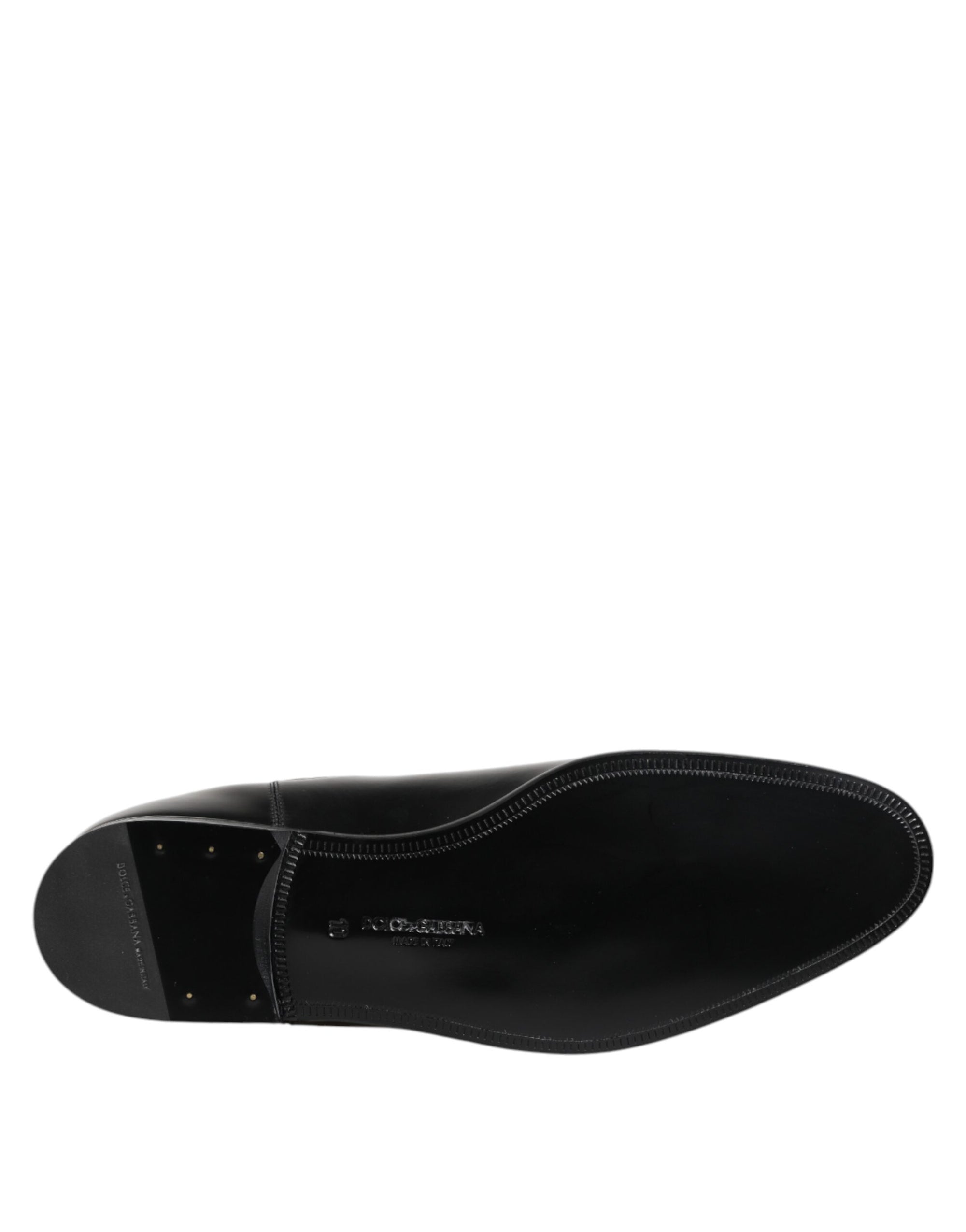 Bottes mi-mollet en cuir noir Dolce & Gabbana