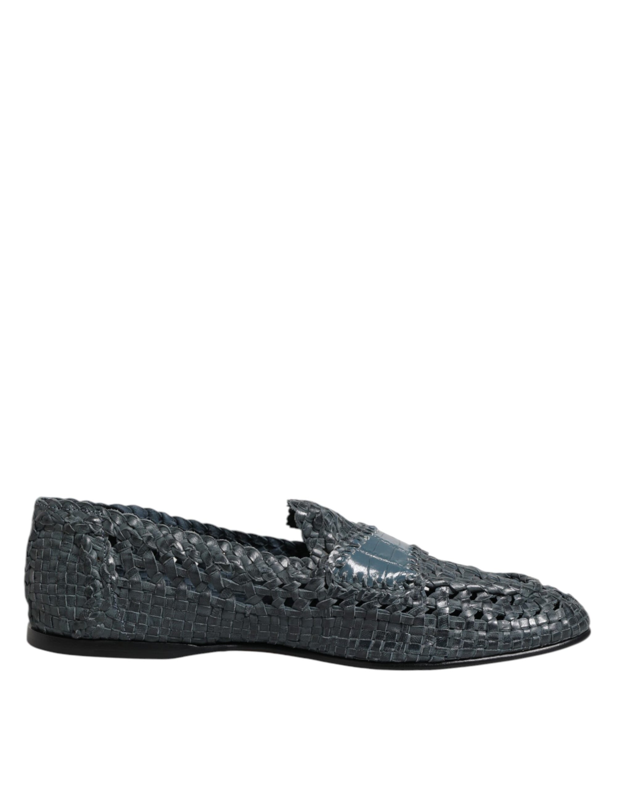 Mocassins à enfiler en raphia tissé bleu Dolce &amp; Gabbana