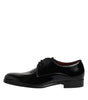 Dolce & Gabbana Black Leather Lace Up Men Derby Formal Shoes