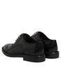 Dolce & Gabbana Black Leather Lace Up Men Derby Formal Shoes