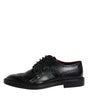Dolce & Gabbana Black Leather Lace Up Men Derby Formal Shoes