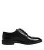 Dolce & Gabbana Black Leather Lace Up Men Derby Formal Shoes