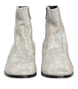 Dolce & Gabbana White Strass DG Logo Heels Ankle Boots Shoes