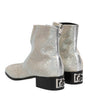 Dolce & Gabbana White Strass DG Logo Heels Ankle Boots Shoes