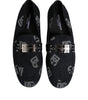 Dolce & Gabbana Blue Logo Cotton Loafers Formal Dress Shoes