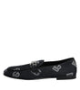 Dolce & Gabbana Blue Logo Cotton Loafers Formal Dress Shoes