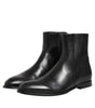 Dolce & Gabbana Black Leather Mid Calf Men Boots Shoes