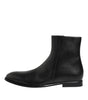 Dolce & Gabbana Black Leather Mid Calf Men Boots Shoes