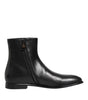 Dolce & Gabbana Black Leather Mid Calf Men Boots Shoes