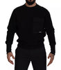 Dolce &amp; Gabbana Black Cotton Crewneck Sweatshirt Sweater