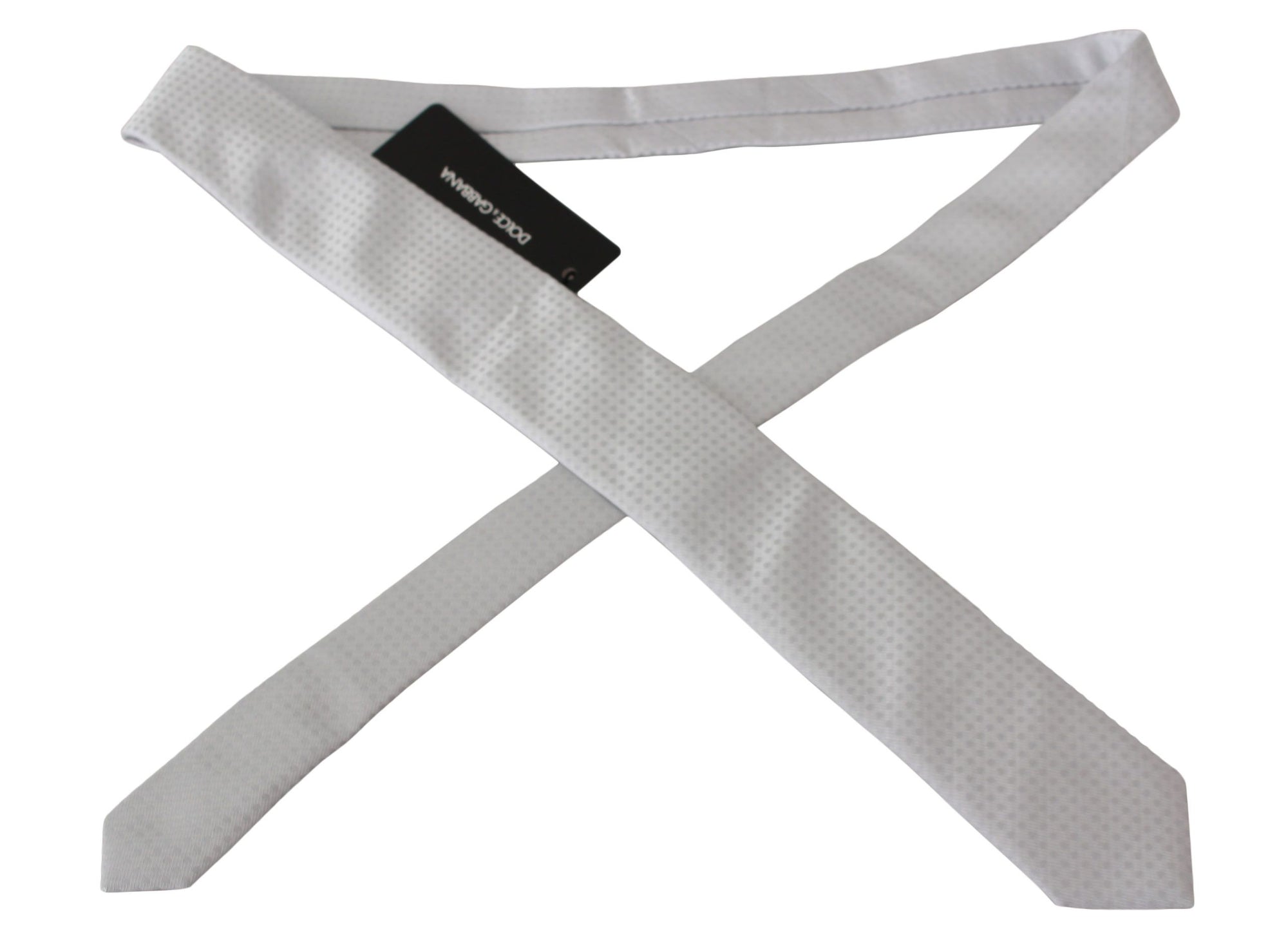 Dolce &amp; Gabbana Elegant White Patterned Silk Blend Neck Tie