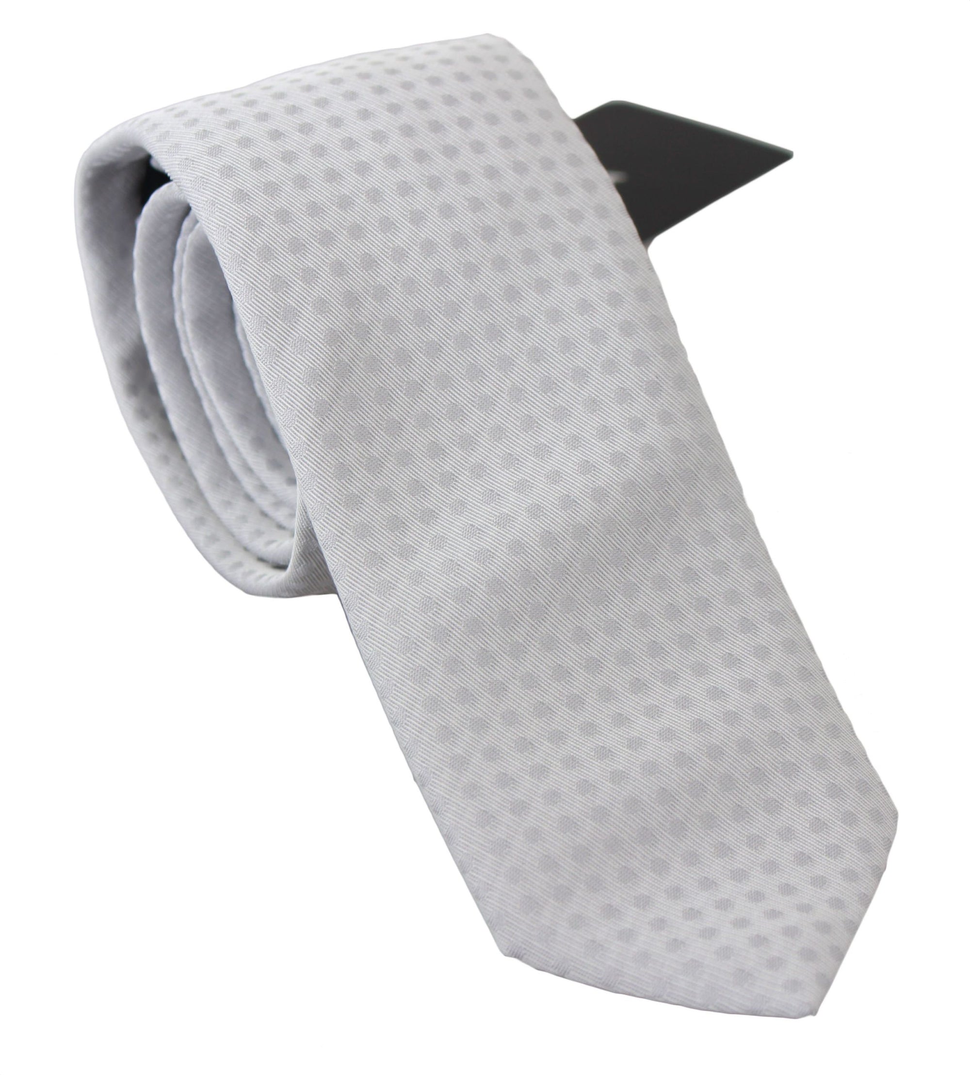 Dolce &amp; Gabbana Elegant White Patterned Silk Blend Neck Tie