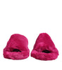Dolce & Gabbana Pink Acrylic Faux Fur Mens Flats Sandals Shoes