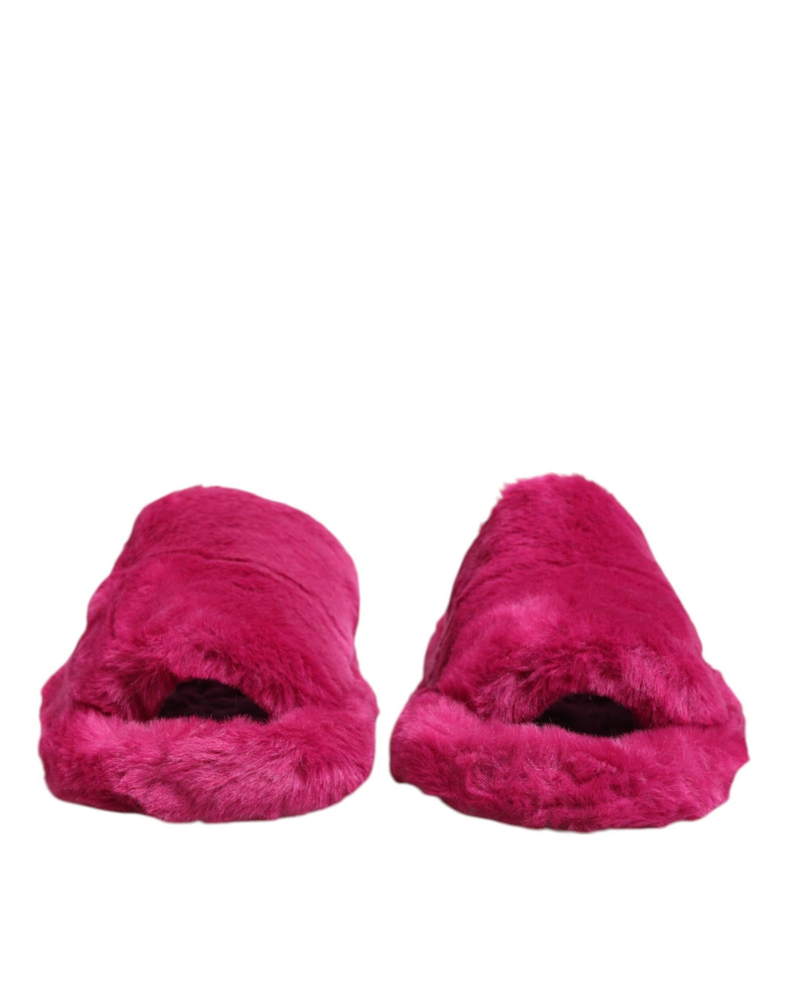 Dolce &amp; Gabbana Pink Acrylic Faux Fur Mens Flats Sandals Shoes