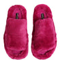 Dolce & Gabbana Pink Acrylic Faux Fur Mens Flats Sandals Shoes