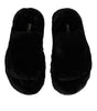 Dolce & Gabbana Black Faux Fur Flats Men Sandals Shoes