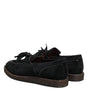 Dolce & Gabbana Black Suede Tassel Embellished Loafers Shoes