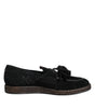 Dolce & Gabbana Black Suede Tassel Embellished Loafers Shoes