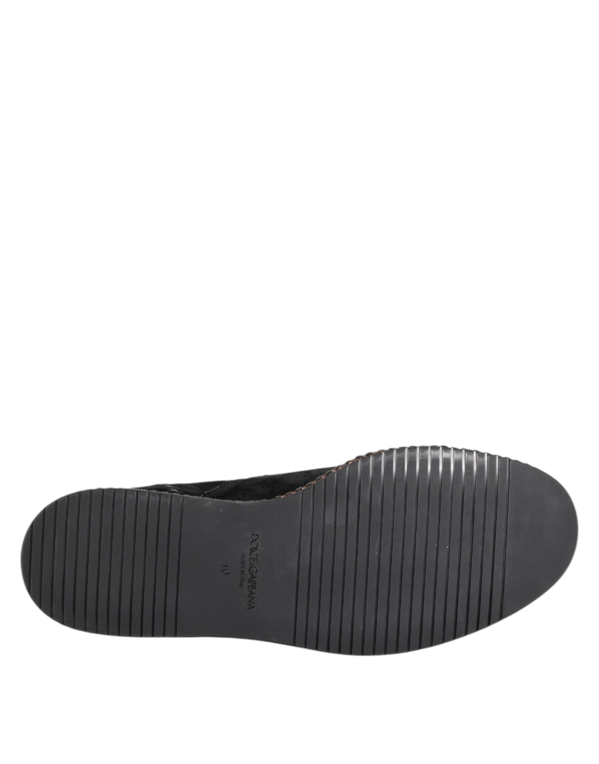 Dolce & Gabbana Black Suede Tassel Embellished Loafers Shoes