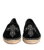 Dolce & Gabbana Black Cross Crystal Slip On Espadrille Shoes