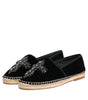 Dolce & Gabbana Black Cross Crystal Slip On Espadrille Shoes