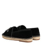 Dolce & Gabbana Black Cross Crystal Slip On Espadrille Shoes