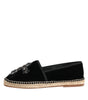 Dolce & Gabbana Black Cross Crystal Slip On Espadrille Shoes