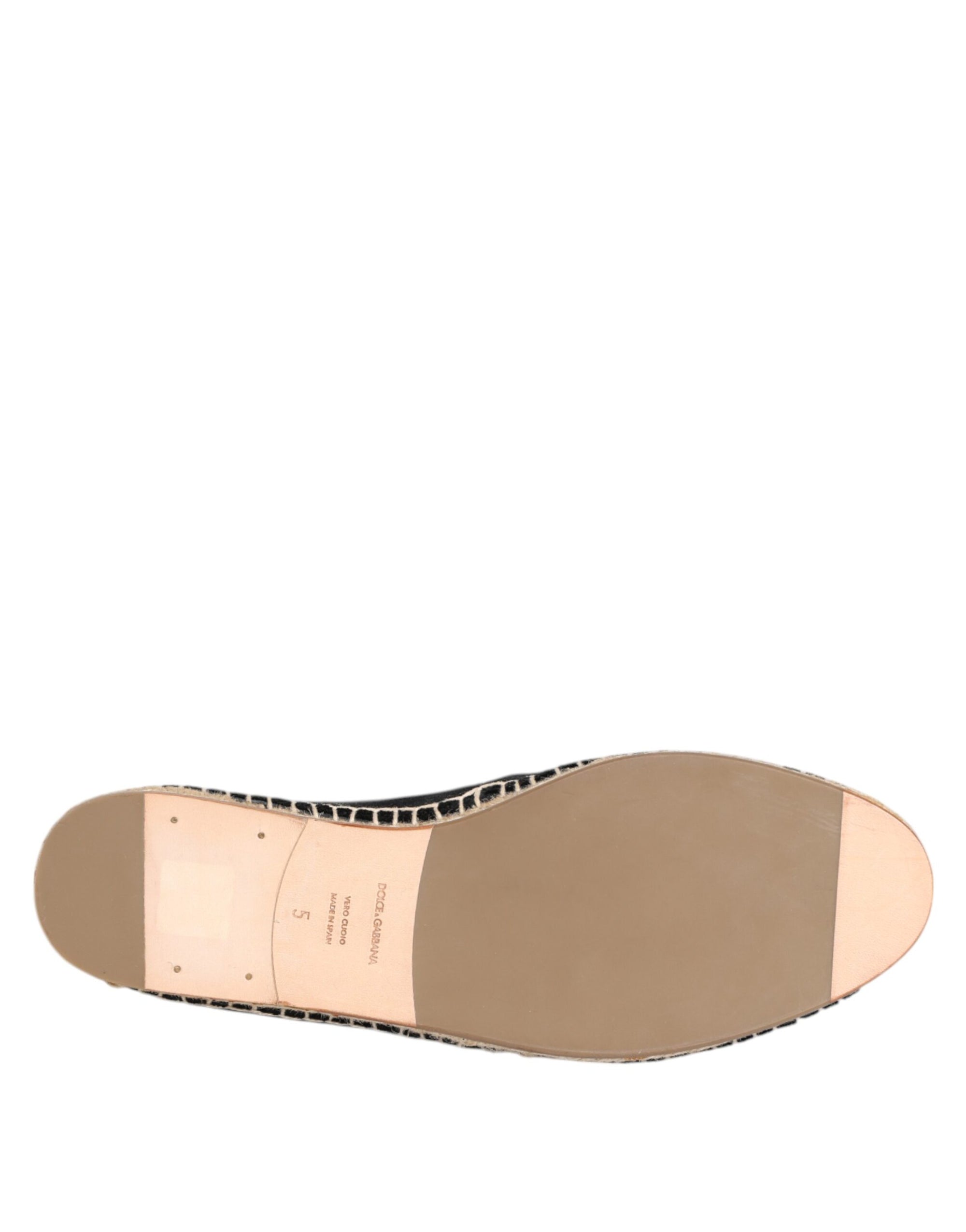 Dolce & Gabbana Black Cross Crystal Slip On Espadrille Shoes