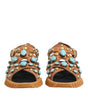 Dolce & Gabbana Brown Leather Studded Slides Sandals Shoes