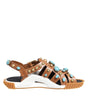 Dolce & Gabbana Brown Leather Studded Slides Sandals Shoes