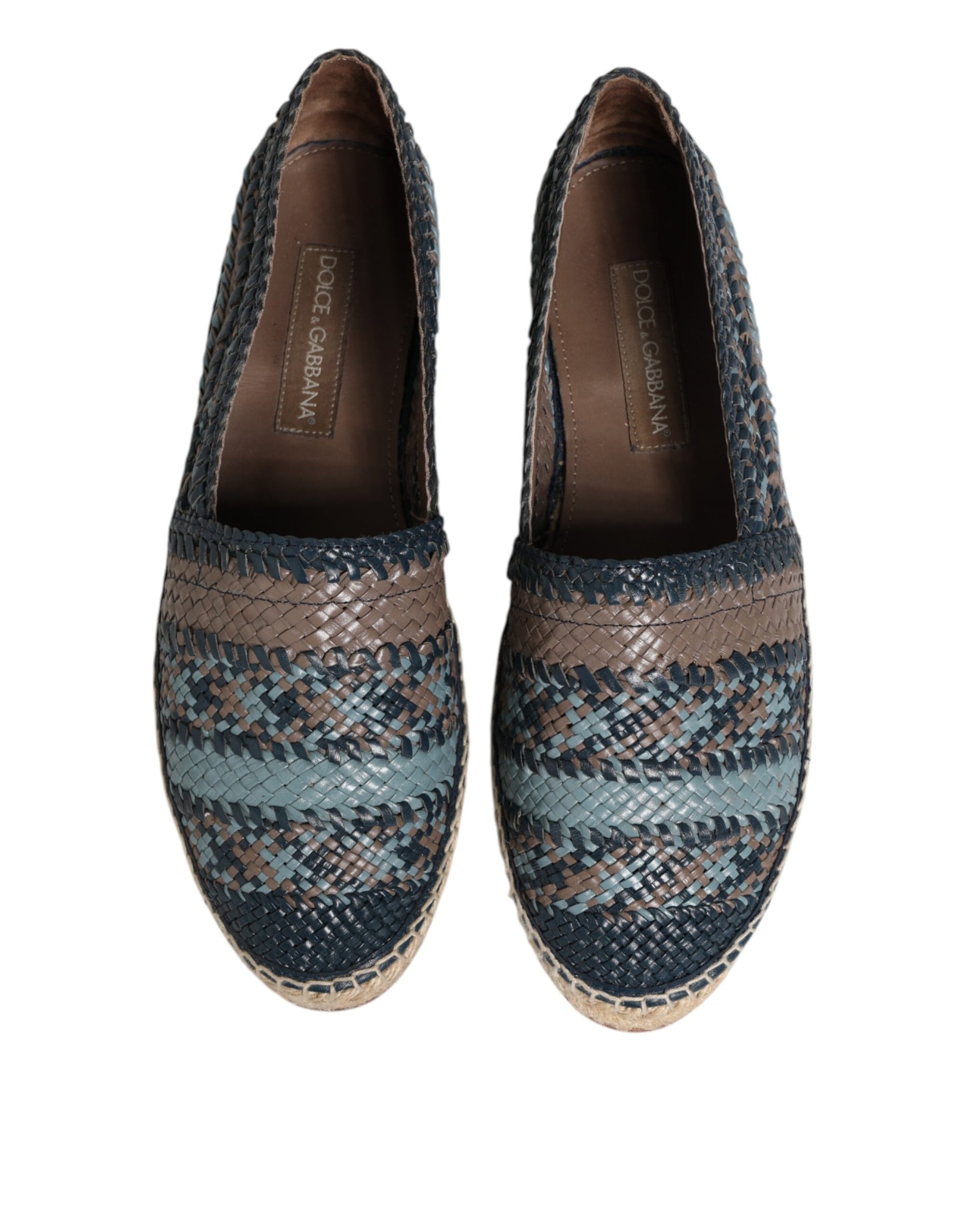 Espadrilles Dolce &amp; Gabbana en cuir de buffle tressé bleu gris