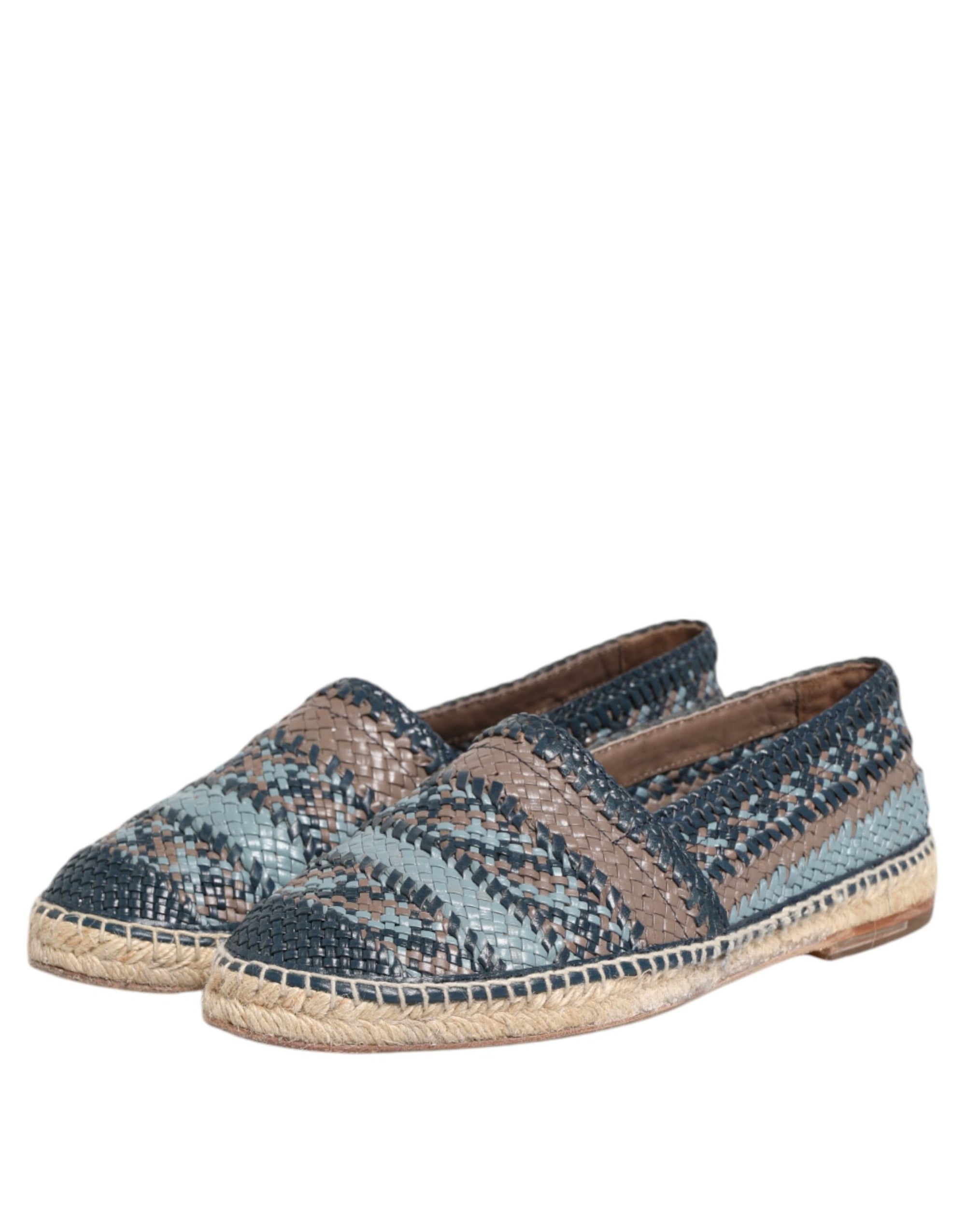 Espadrilles Dolce &amp; Gabbana en cuir de buffle tressé bleu gris