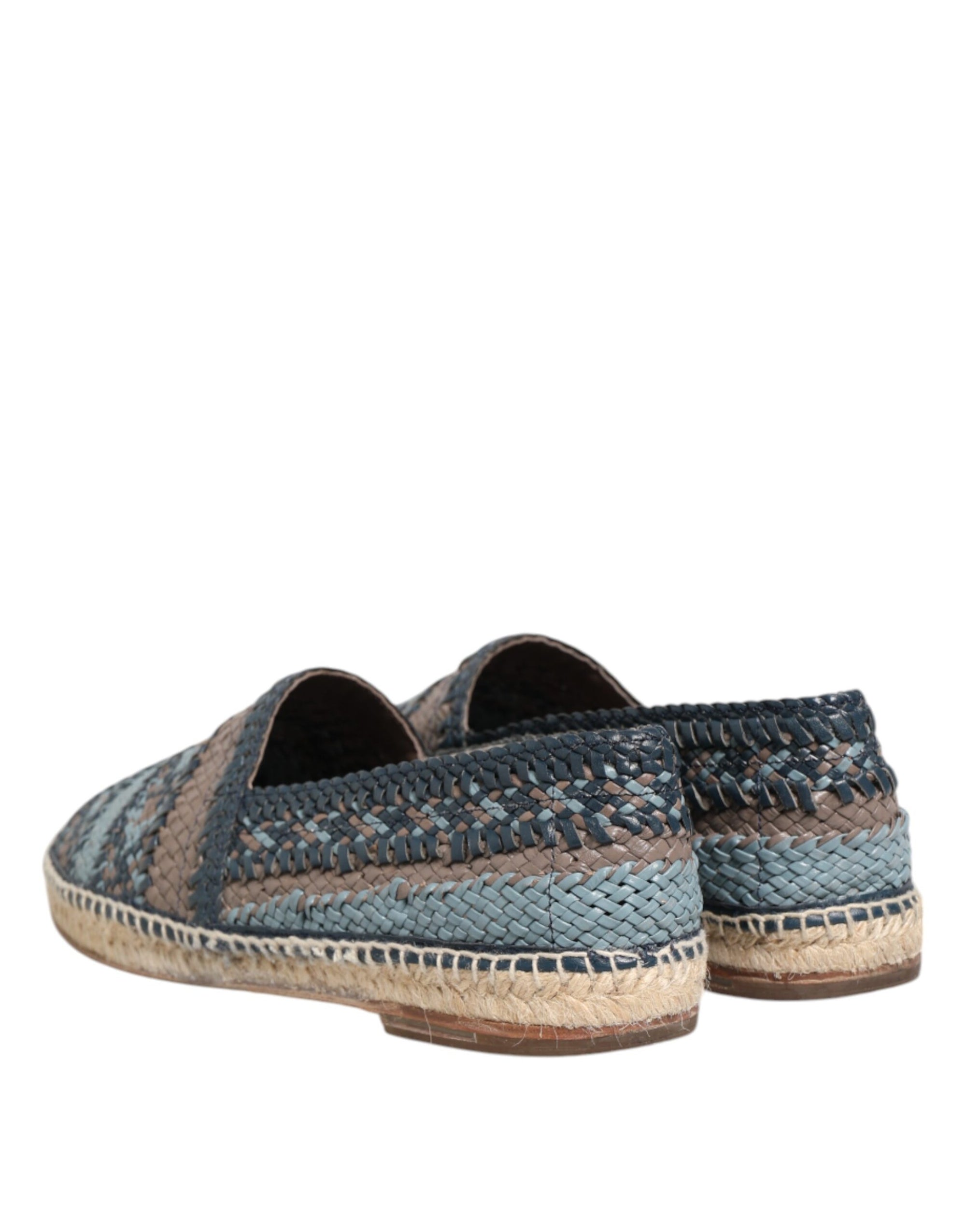 Espadrilles Dolce &amp; Gabbana en cuir de buffle tressé bleu gris