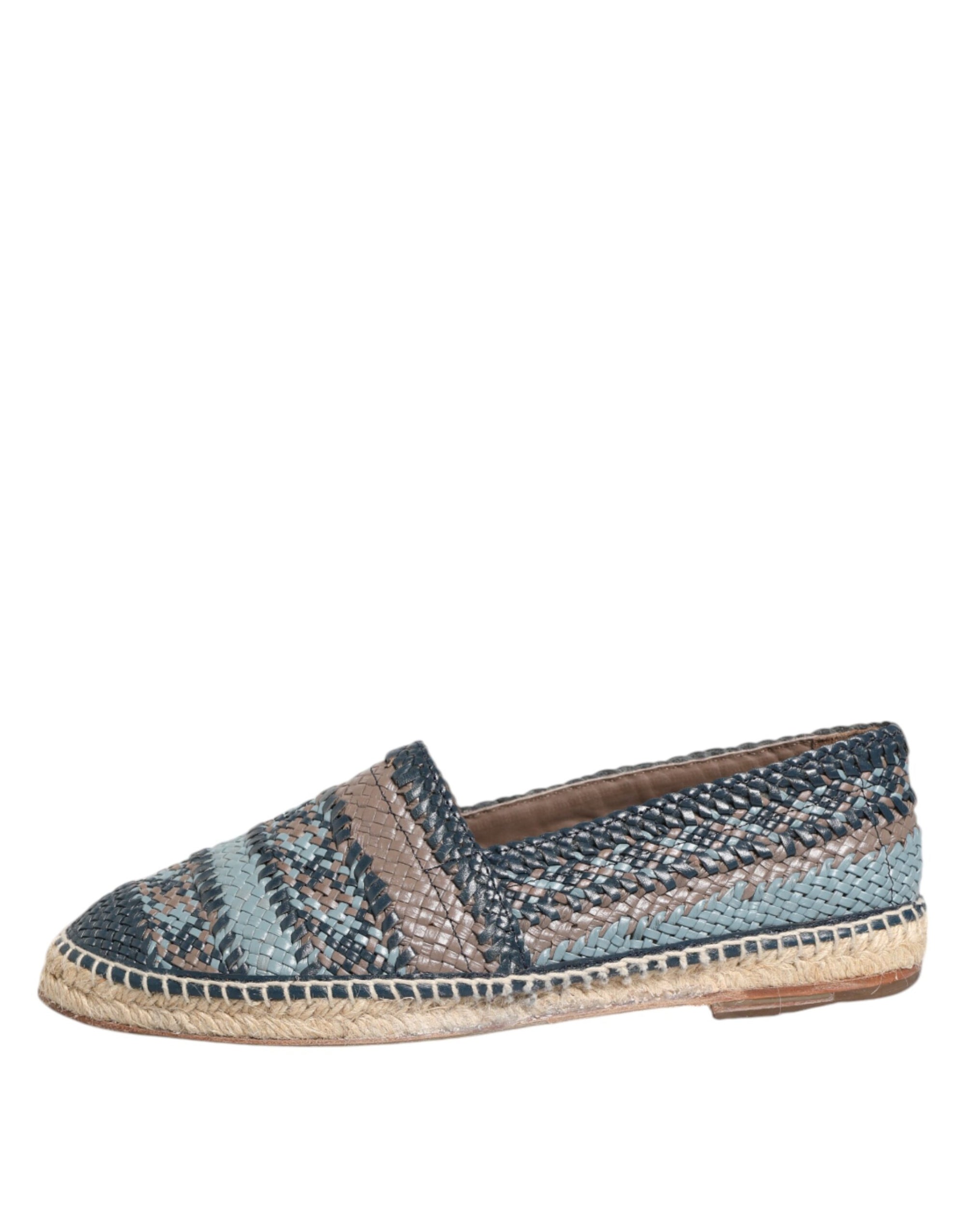 Espadrilles Dolce &amp; Gabbana en cuir de buffle tressé bleu gris