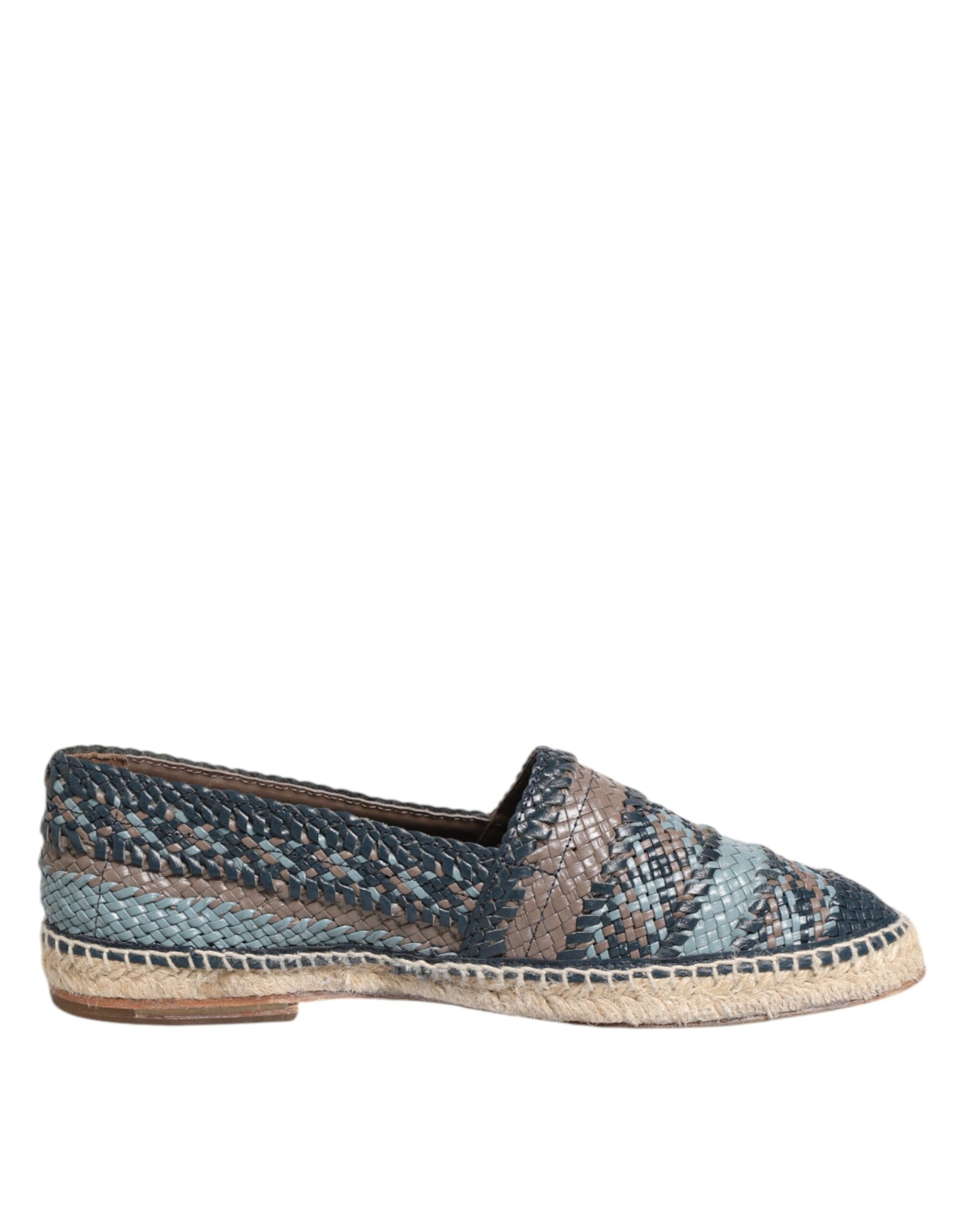 Espadrilles Dolce &amp; Gabbana en cuir de buffle tressé bleu gris