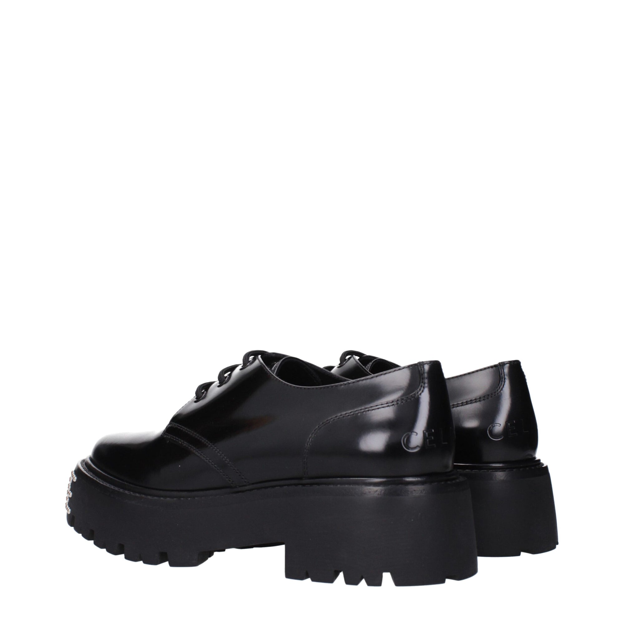 Celine Black Leather Oxfords And Derbies