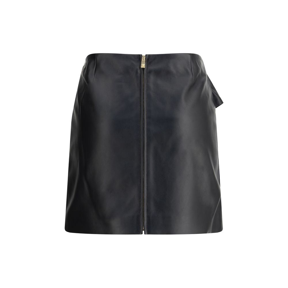 Mini-jupe en cuir d'agneau Versace