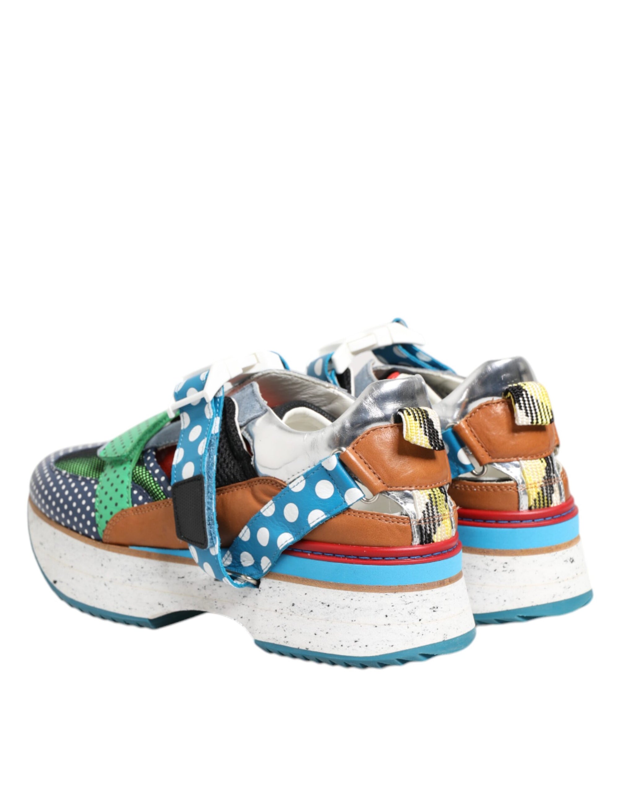 Dolce &amp; Gabbana Multicolor Leather Low Top Sneakers Shoes