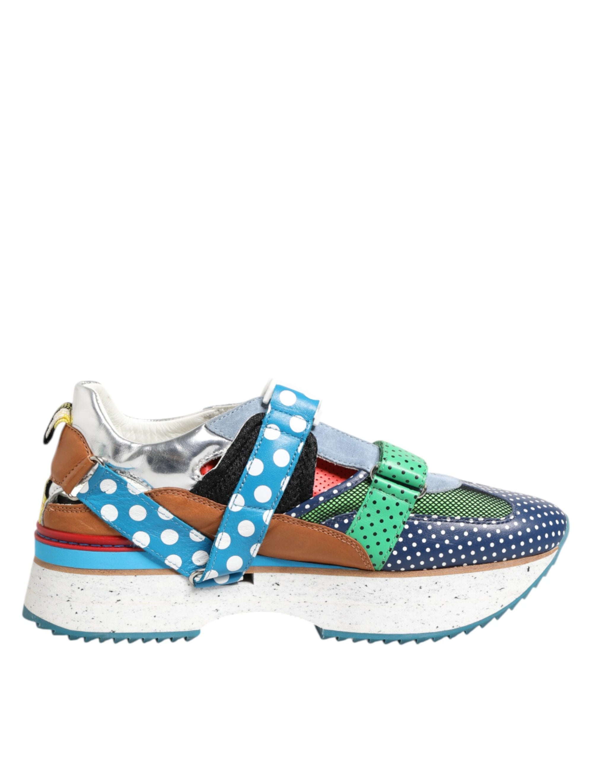 Dolce &amp; Gabbana Multicolor Leather Low Top Sneakers Shoes