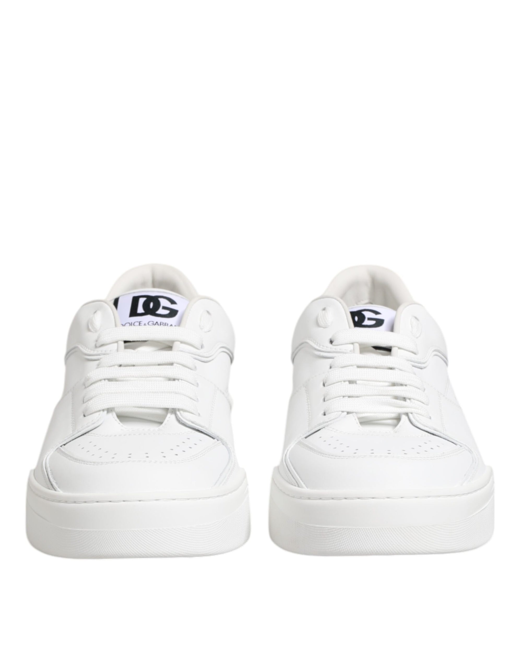 Dolce &amp; Gabbana White Miami Leather Low Top Sneakers Shoes