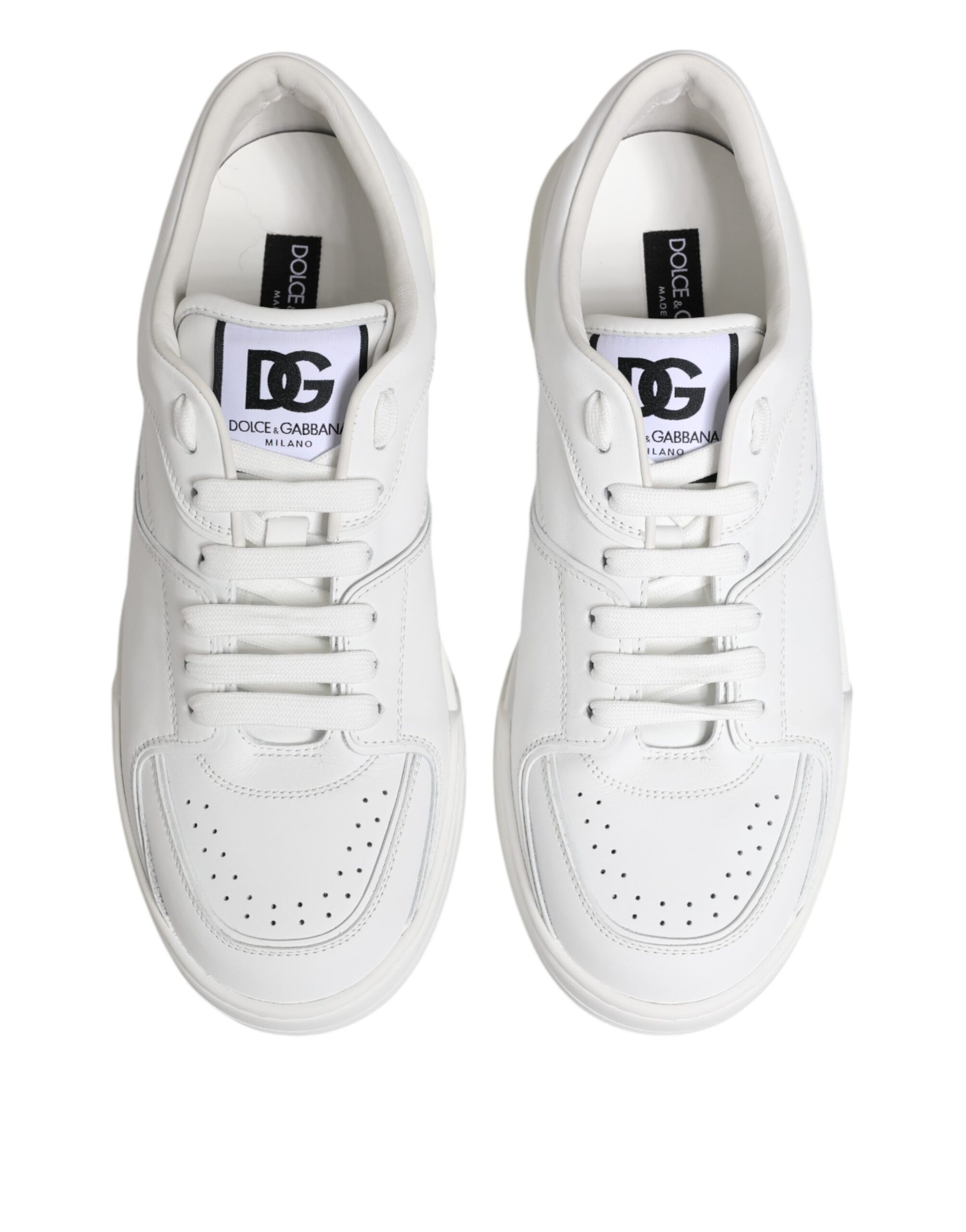 Dolce &amp; Gabbana White Miami Leather Low Top Sneakers Shoes