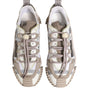 Dolce & Gabbana White Beige Leather Low Top NS1 Sneakers Shoes