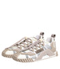 Dolce & Gabbana White Beige Leather Low Top NS1 Sneakers Shoes