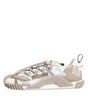 Dolce & Gabbana White Beige Leather Low Top NS1 Sneakers Shoes
