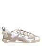Dolce & Gabbana White Beige Leather Low Top NS1 Sneakers Shoes