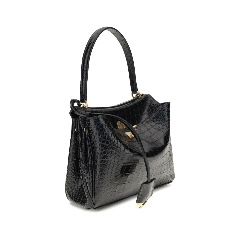 Sac à bandoulière Balenciaga Rodeo en cuir imprimé crocodile