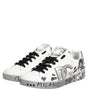 Dolce & Gabbana White Leather Crystal Portofino Sneakers Shoes