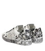 Dolce & Gabbana White Leather Crystal Portofino Sneakers Shoes