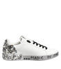 Dolce & Gabbana White Leather Crystal Portofino Sneakers Shoes